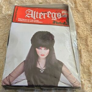 Sleek Black Gothic Wig with Fringe